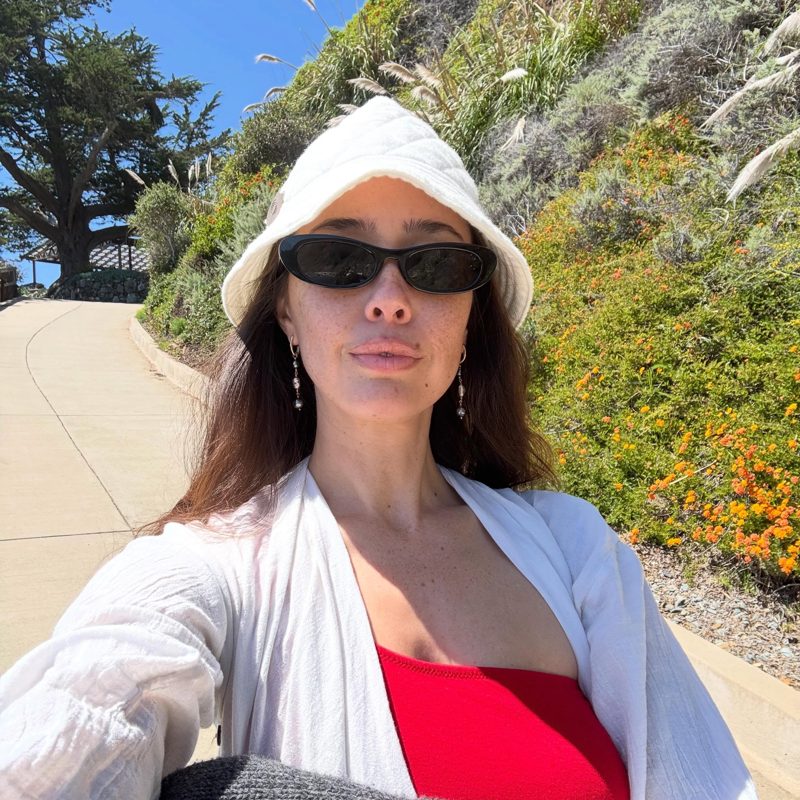 Kat in a sun hat at Esalen